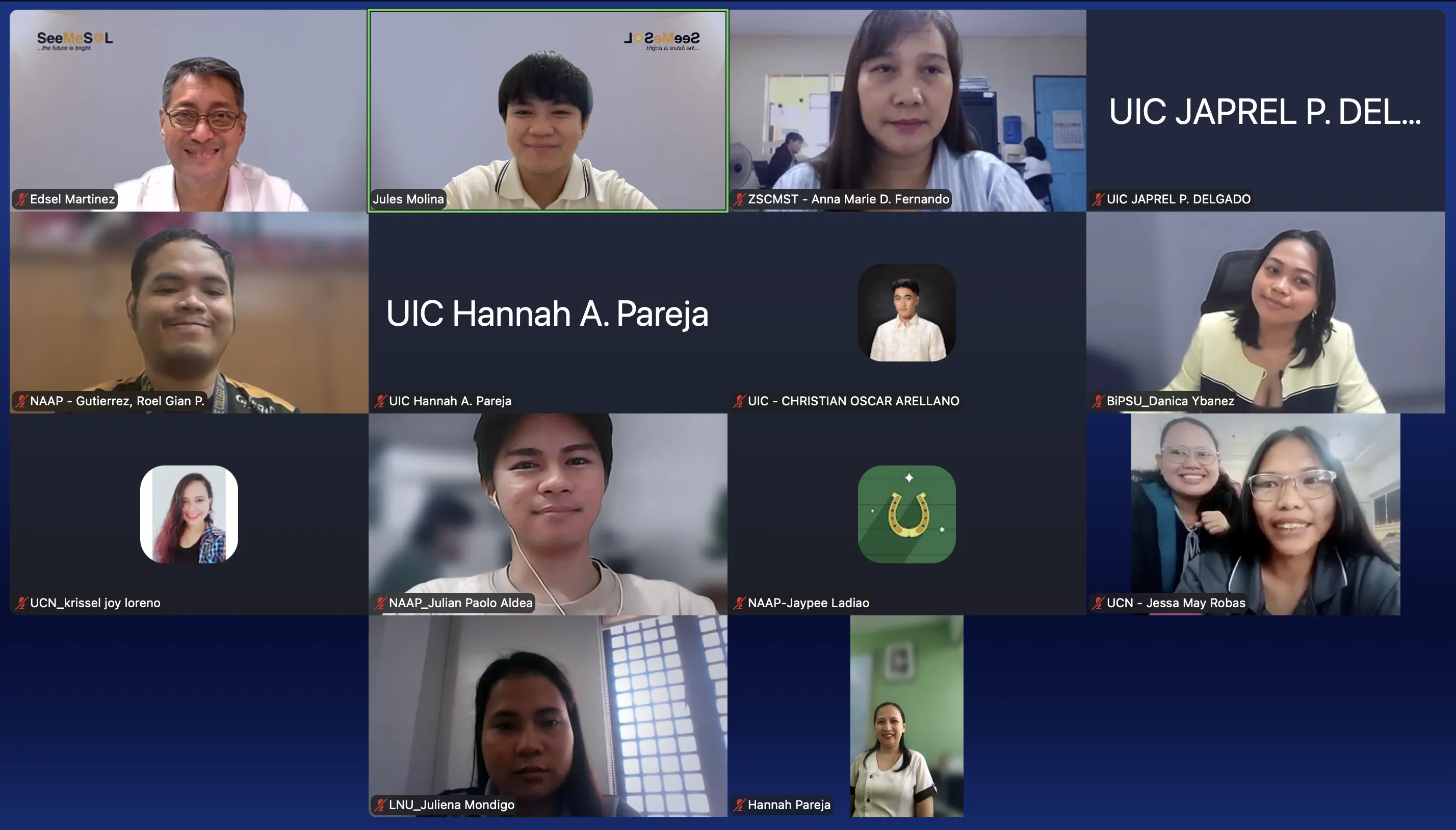 Career services professionals from universities across the Philippines attending a CSFC training session online