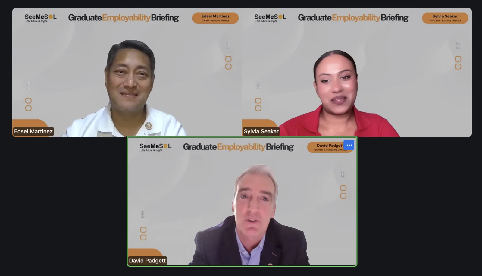 Panel discussion at the SeeMeSOL Graduate Employability Briefing, June 2026